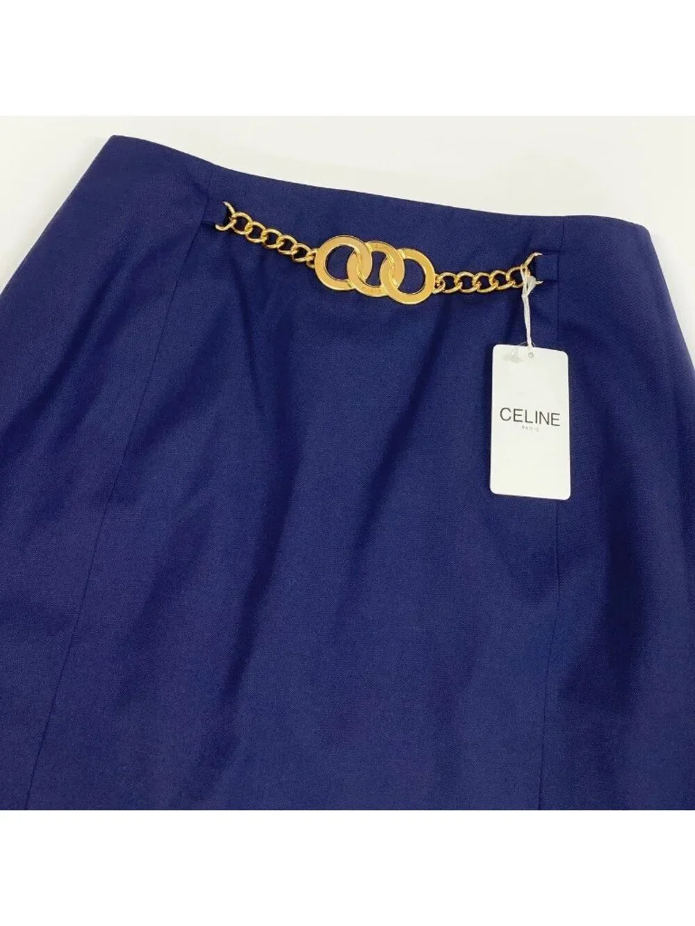 Celine Vintage Gold Ring Chain Skirt Knee Length 40